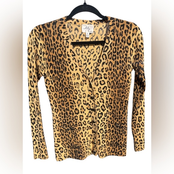 Milly Of New York Vintage 100% Merino Wool Leopard Print Cardigan Size Small - Picture 2 of 13